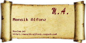 Mensik Alfonz névjegykártya